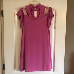Francesca’s Hot Pink Cold Shoulder Dress